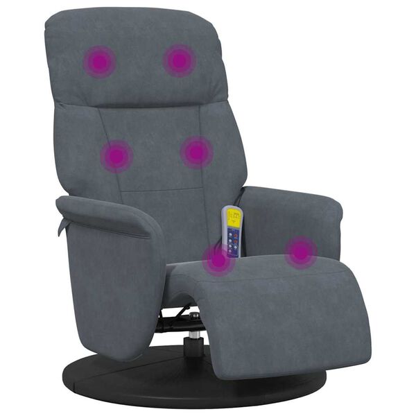 vidaXL Massage Recliner Chair Dark Grey 91 x 71 x 105 cm Velvet