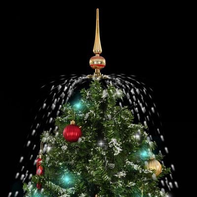 vidaXL Snowing Christmas Tree with Umbrella Base Green 140 cm