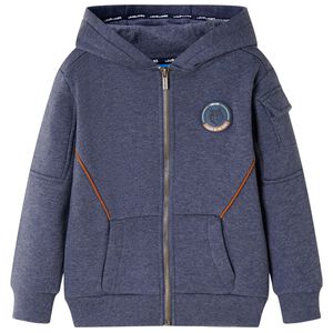 vidaXL Kids' Hooded Sweatshirt with Zip Dark Blue Melange 92