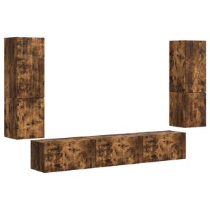 vidaXL TV Cabinet Set 4 pcs Smoked Oak Engineered Wood