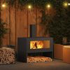 vidaXL Fire Pit Black 80 x 50 x 96 cm Cold-rolled Steel