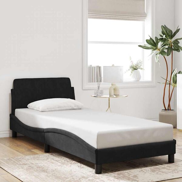 vidaXL Bed Frame "Dover" Black 90x190 cm Single Velvet