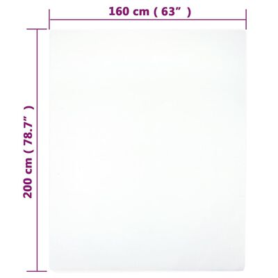 vidaXL Jersey Fitted Sheet White 160x200 cm Cotton