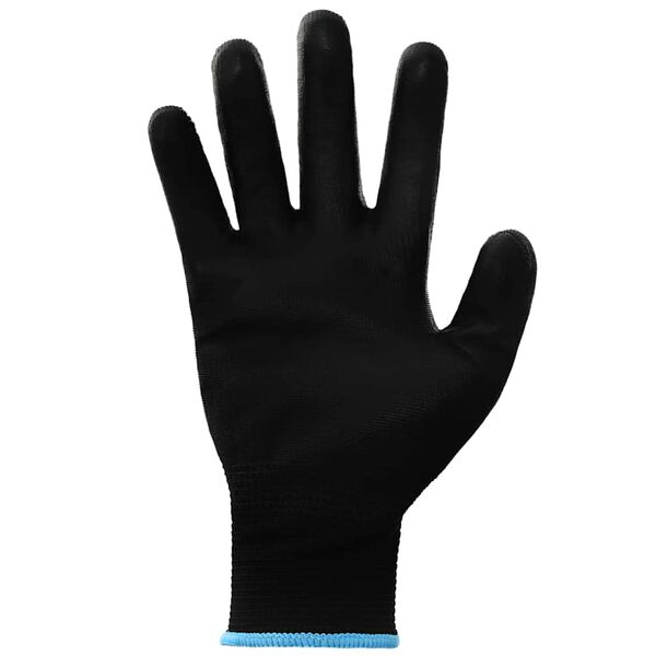vidaXL Work Gloves 12 pcs Black 9 / L Polyester
