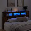 vidaXL LED Headboard Smoked Oak 200 cm Engineered Wood