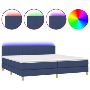 vidaXL Box Spring Bed with Mattress&LED Blue 200x200cm Fabric