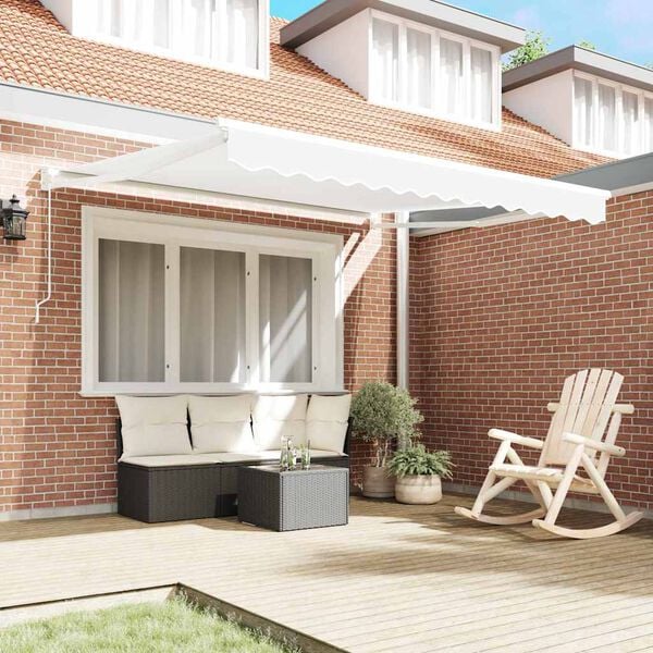 vidaXL Awning Retractable Manual White 3 x 2.5 m Polyester and metal