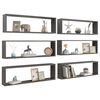 vidaXL Wall Cube Shelf 6 pcs High Gloss Grey 100x15x30 cm Engineered Wood