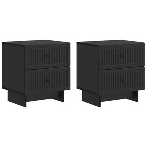 vidaXL Bedside Cabinet 2 pcs Black 43 x 34.5 x 47.5 cm Engineered Wood