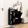 vidaXL Shoe Cabinet Black 79.5x24x90.5 cm Engineered Wood
