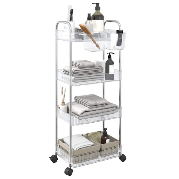 vidaXL Storage Trolley 4-Tier Transparent 37x28x95 cm Acrylic