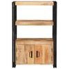 vidaXL Bookshelf with Doors Brown Solid Rough Mango Wood and Metal