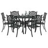 vidaXL Garden Dining Set 7 pcs Black 90 x 90 x 75 cm Cast Aluminium
