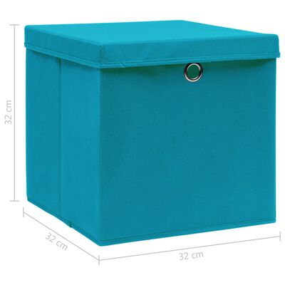 vidaXL Storage Boxes with Lids 10 pcs Baby Blue 32x32x32 cm Fabric