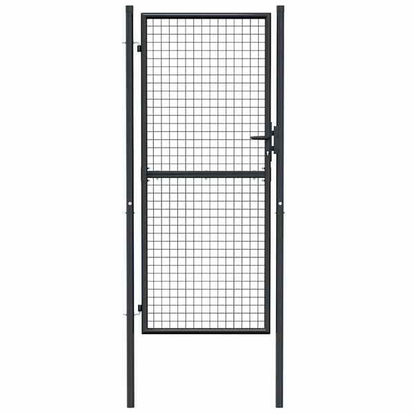 vidaXL Mesh Garden Gate Galvanised Steel 100x200 cm Grey