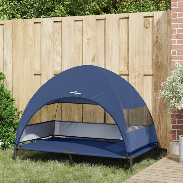vidaXL Raised Dog Bed Navy blue 127 x 81 x 108 cm Fabric and Steel