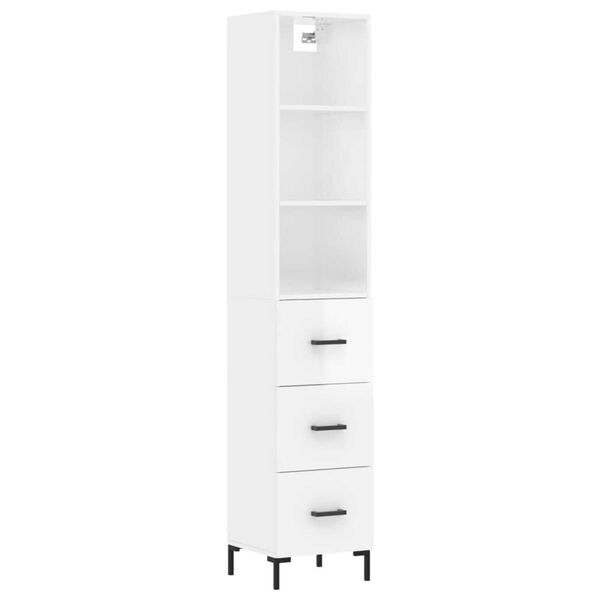vidaXL Highboard High Gloss White 34.5x34x180 cm Engineered Wood