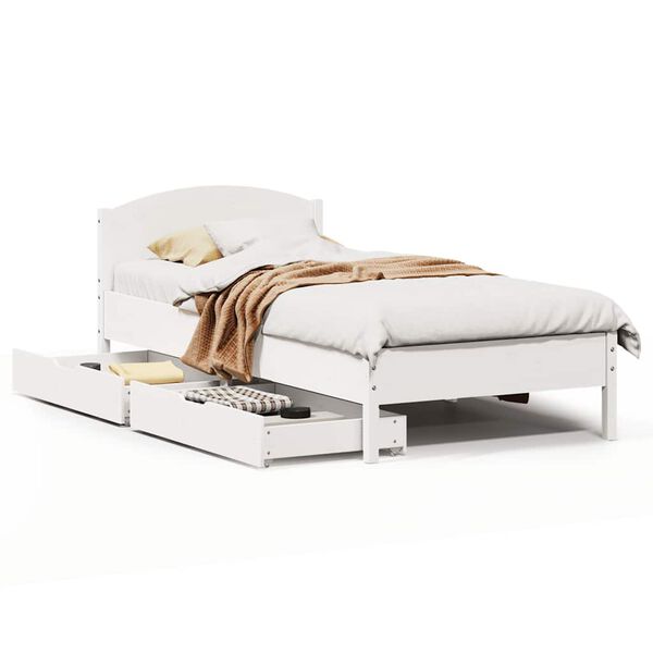 vidaXL Bed Frame without Mattress White 100x200 cm Solid Wood Pine
