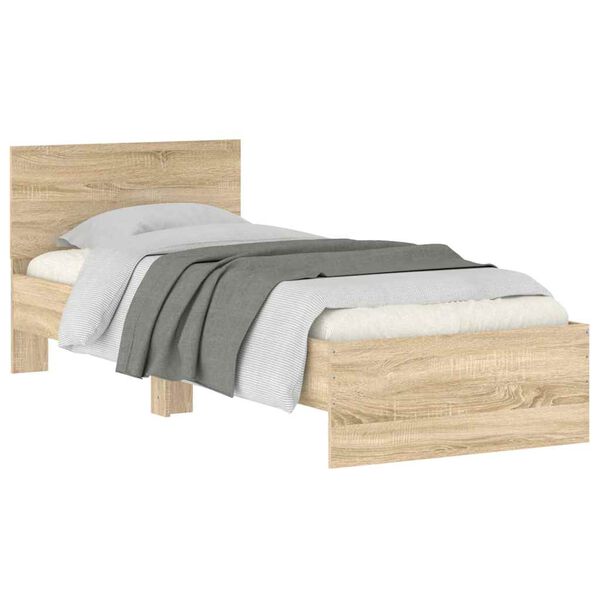vidaXL Bed Frame without Mattress with Headboard Sonoma Oak 75x190 cm Small Single