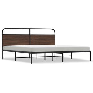 vidaXL Metal Bed Frame without Mattress Brown Oak 180x200 cm Super King