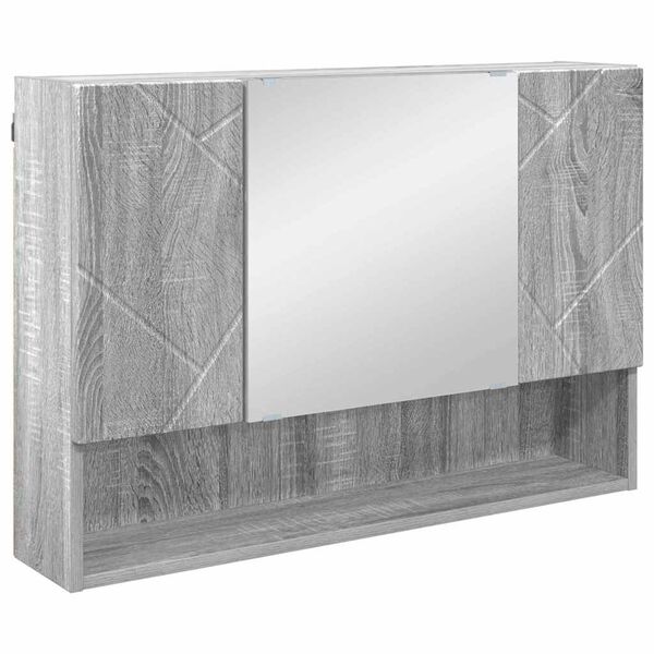 vidaXL Mirror Cabinet Grey Sonoma 80 x 17 x 55 cm Engineered Wood