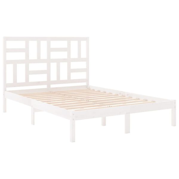 vidaXL Bed Frame without Mattress White Solid Wood 140x190 cm