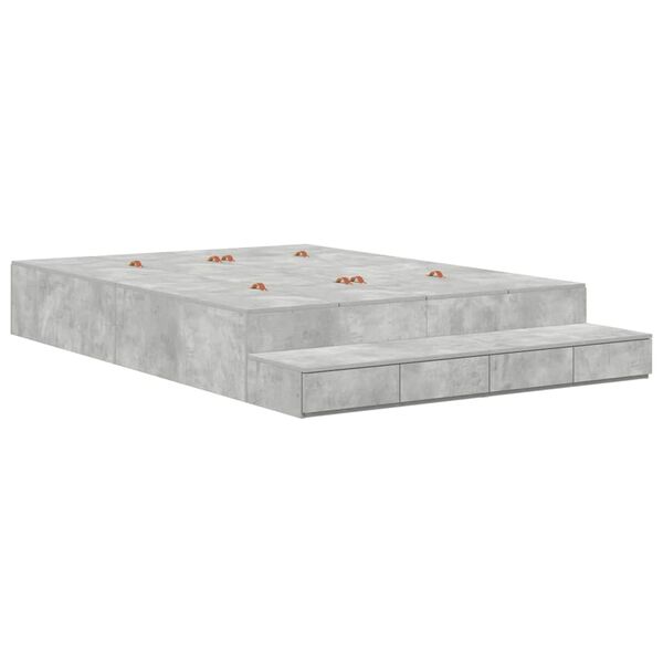 vidaXL Storage Bed Frame Concrete Grey 135 cm Engineered Wood