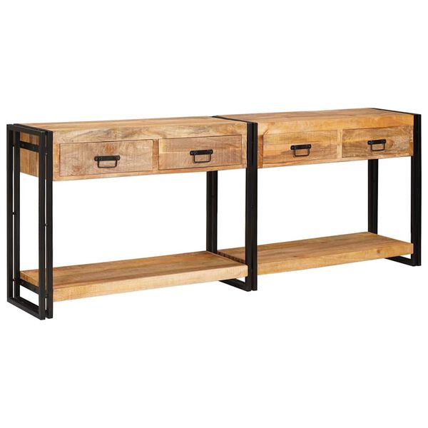 vidaXL Console Tables 2 pcs Brown 200 x 33 x 75 cm Solid Mango Wood