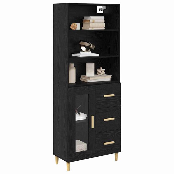vidaXL Highboard Black Oak 69.5 x 32.5 x 180 cm Engineered Wood