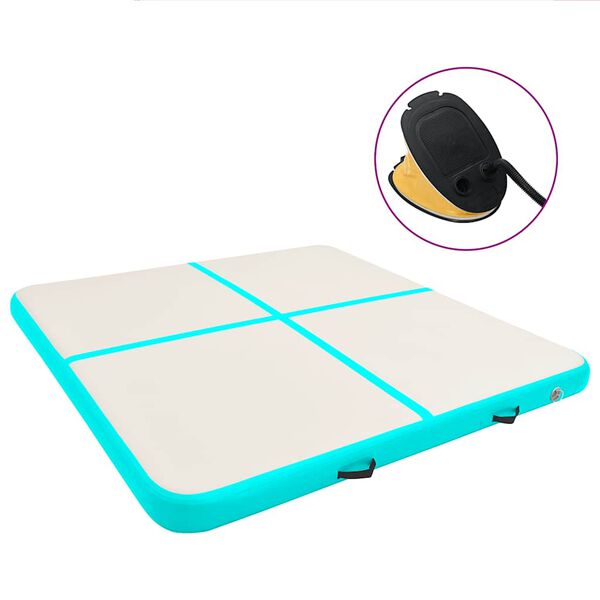 vidaXL Inflatable Gymnastics Mat with Pump 200x200x10 cm PVC Green