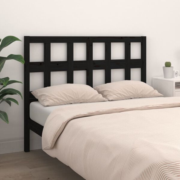 vidaXL Bed Headboard Black 205.5x4x100 cm Solid Wood Pine
