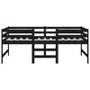 vidaXL Mid-high Bed without Mattress Black Solid Wood Pine 90x200cm
