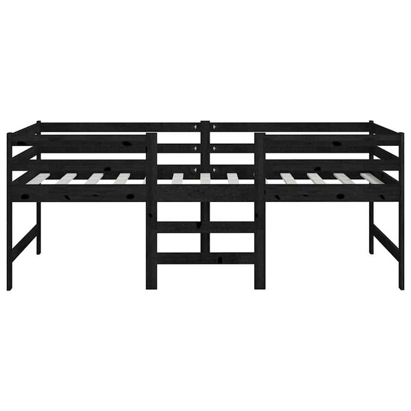vidaXL Mid-high Bed without Mattress Black Solid Wood Pine 90x200cm