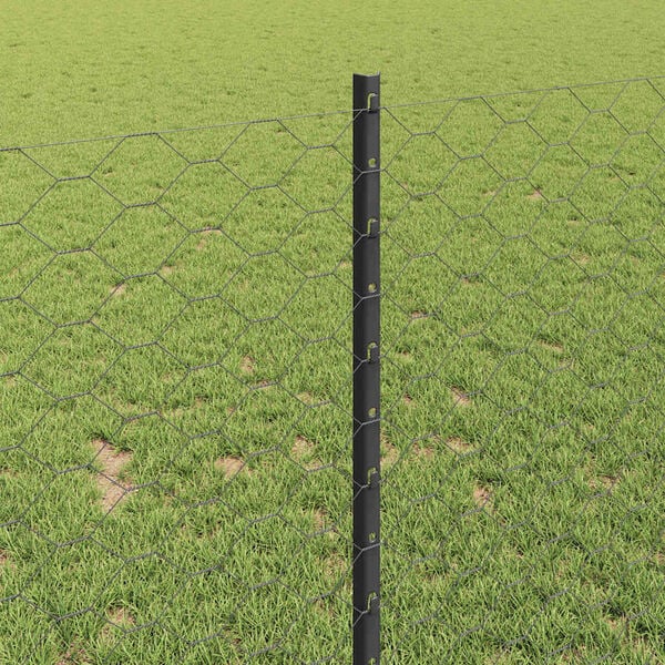 vidaXL Fence with Post Grey 1 x 25 m Steel