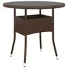 vidaXL Garden Table | Brown | Poly rattan, tempered glass, powder-coated steel