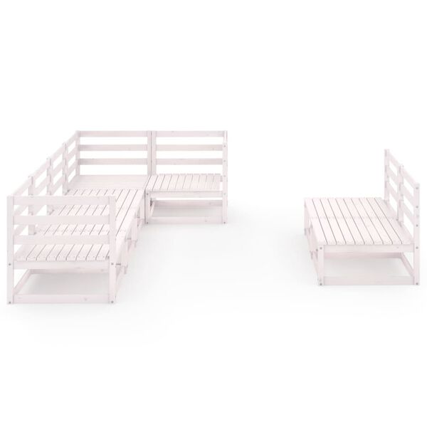 vidaXL 7 Piece Garden Lounge Set White Solid Wood Pine