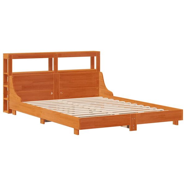 vidaXL Bed Frame without Mattress Wax Brown 135x190 cm Double Solid Wood Pine