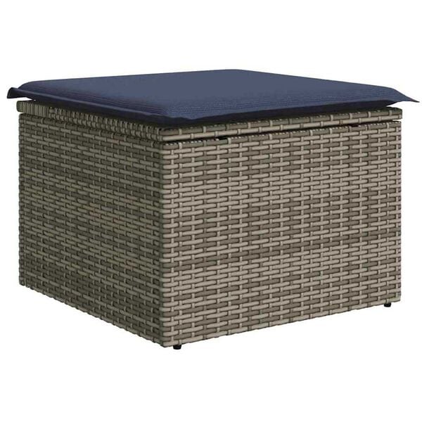 vidaXL Garden Stool Grey 55 x 55 x 37cm Poly Rattan