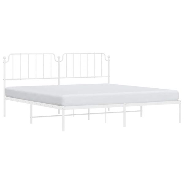 vidaXL Metal Bed Frame without Mattress with Headboard White 193x203cm
