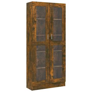vidaXL Vitrine Cabinet Smoked Oak 82.5x30.5x185 cm Engineered Wood
