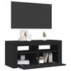 vidaXL TV Cabinet with LED Lights Black 90x35x40 cm