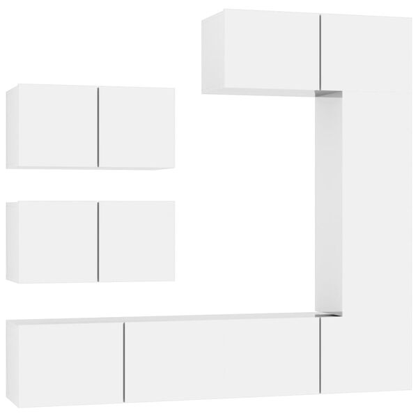 vidaXL 6 Piece TV Cabinet Set High Gloss White Engineered Wood