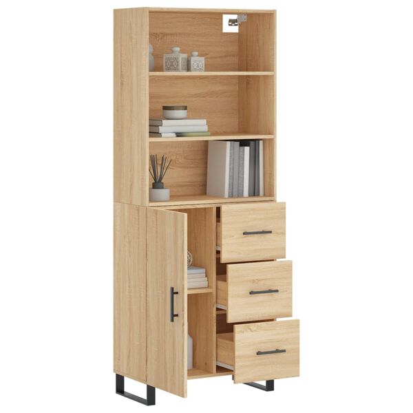vidaXL Highboard Sonoma Oak 69.5x34x180 cm Engineered Wood