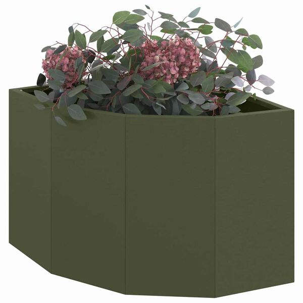 vidaXL Corner Planter Olive green 45 x 45 x 35 cm Steel
