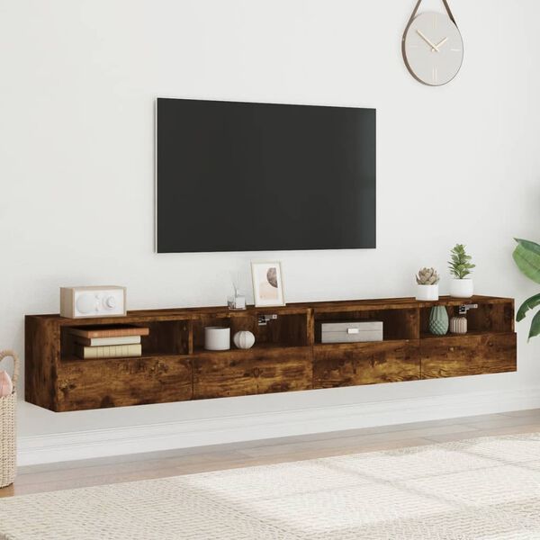 vidaXL TV Wall Cabinets 2 pcs Smoked Oak 100x30x30 cm Engineered Wood