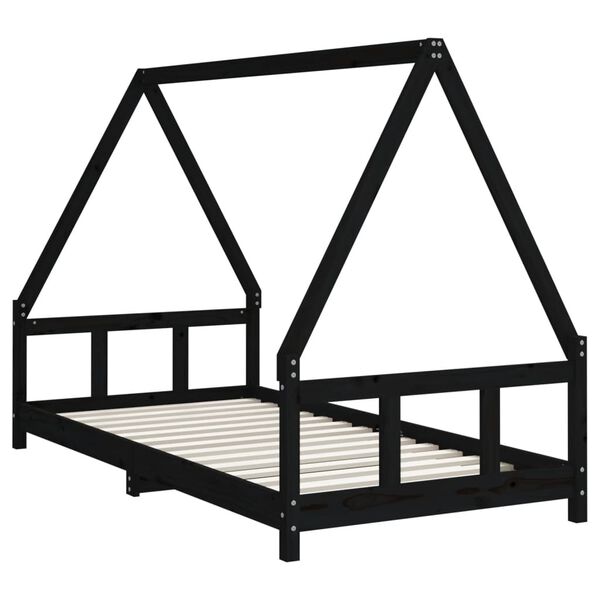vidaXL Kids Bed Frame Black 90x190 cm Solid Wood Pine