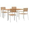 vidaXL Garden Dining Set 5 pcs Solid Teak Wood and Stainless Steel