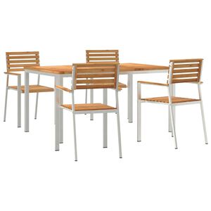 vidaXL Garden Dining Set 5 pcs Solid Teak Wood and Stainless Steel