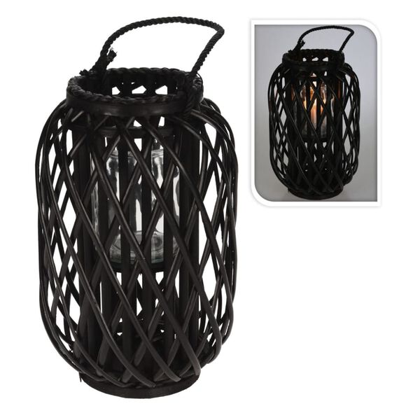 H&S Collection Lantern Reed 40x26 cm Black
