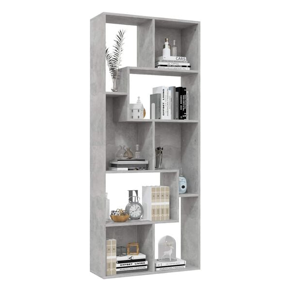 vidaXL Book Cabinet Concrete Grey 67x24x161 cm Engineered Wood